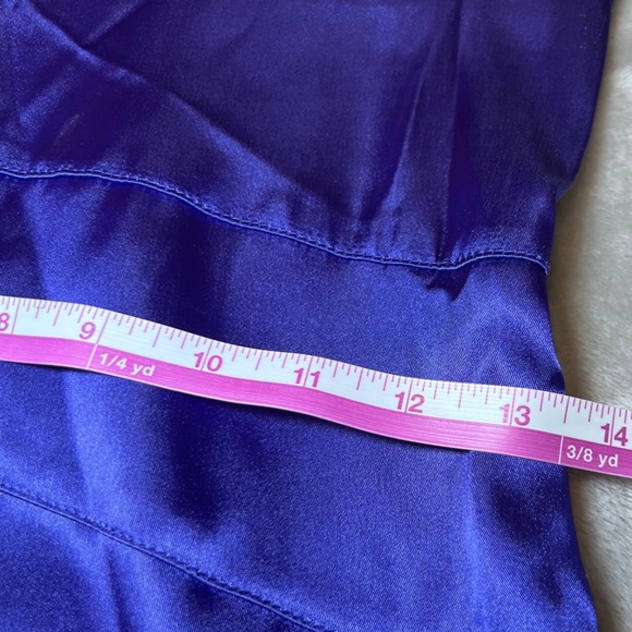 B. SMART Womens Size 7 One Shoulder Cocktail Dress Satin Royal Purplish Blue - Picture 9 of 10